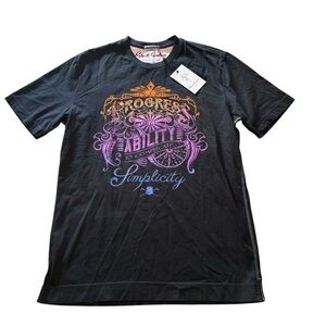 New Men’s Robert Graham Black Graphic T-Shirt